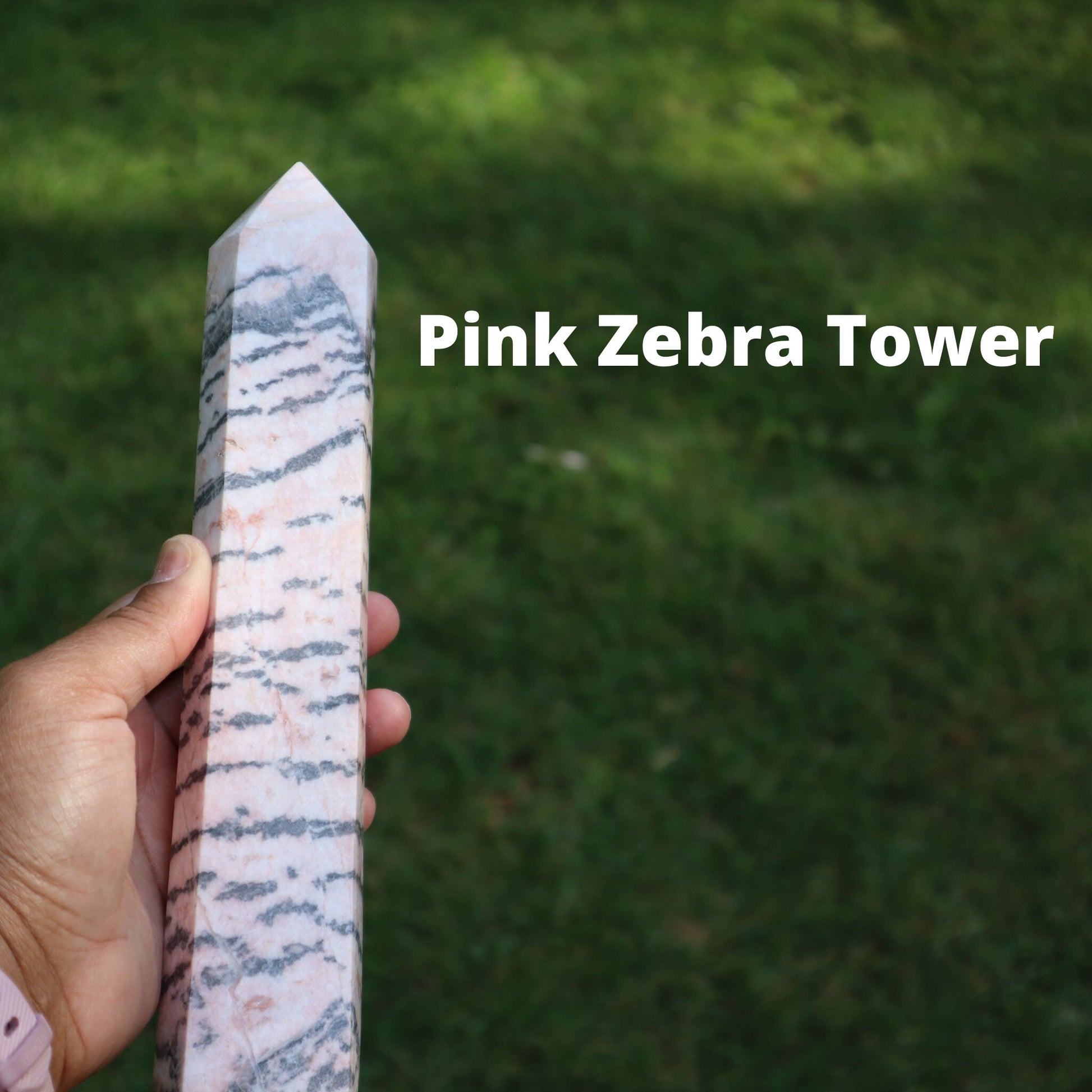 Pink Zebra Jasper Tower, Big Zebra Tower, Crystal Collection, Large Crystal Tower, 9in Pink Zebra Tower, Pink Zebra Wand, Natural Jasper
