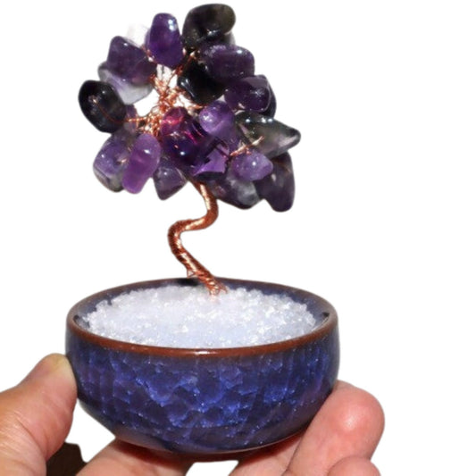 Amethyst Crystal Tree, Crystal Chips Tree with Vase, Gemstone Tree