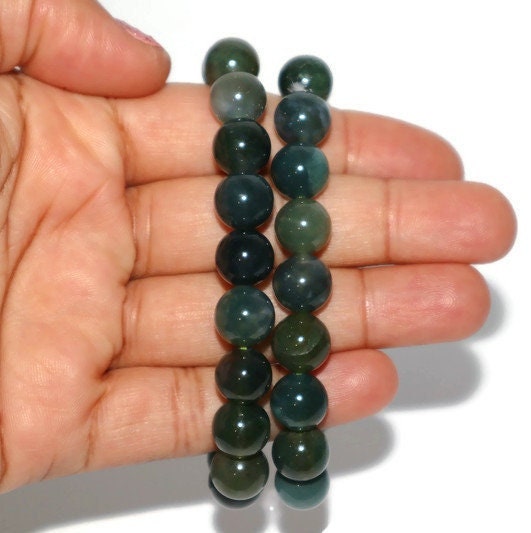 Natural Moss Agate 8 mm Faceted Bead Crystal Stone Bracelets