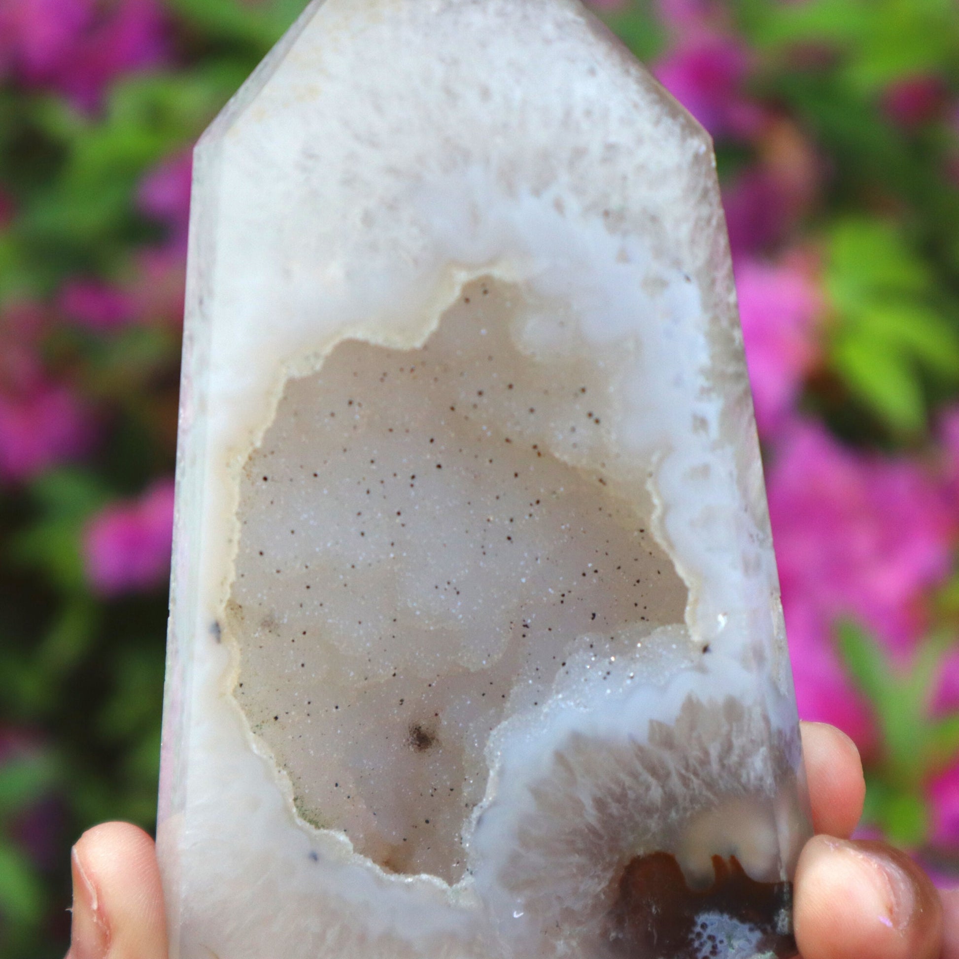 Agate Geode Tower, Agate Tower with Druzy, Agate Geode Crystal Stone Point, Druzy Agate Point, Druzy Crystals