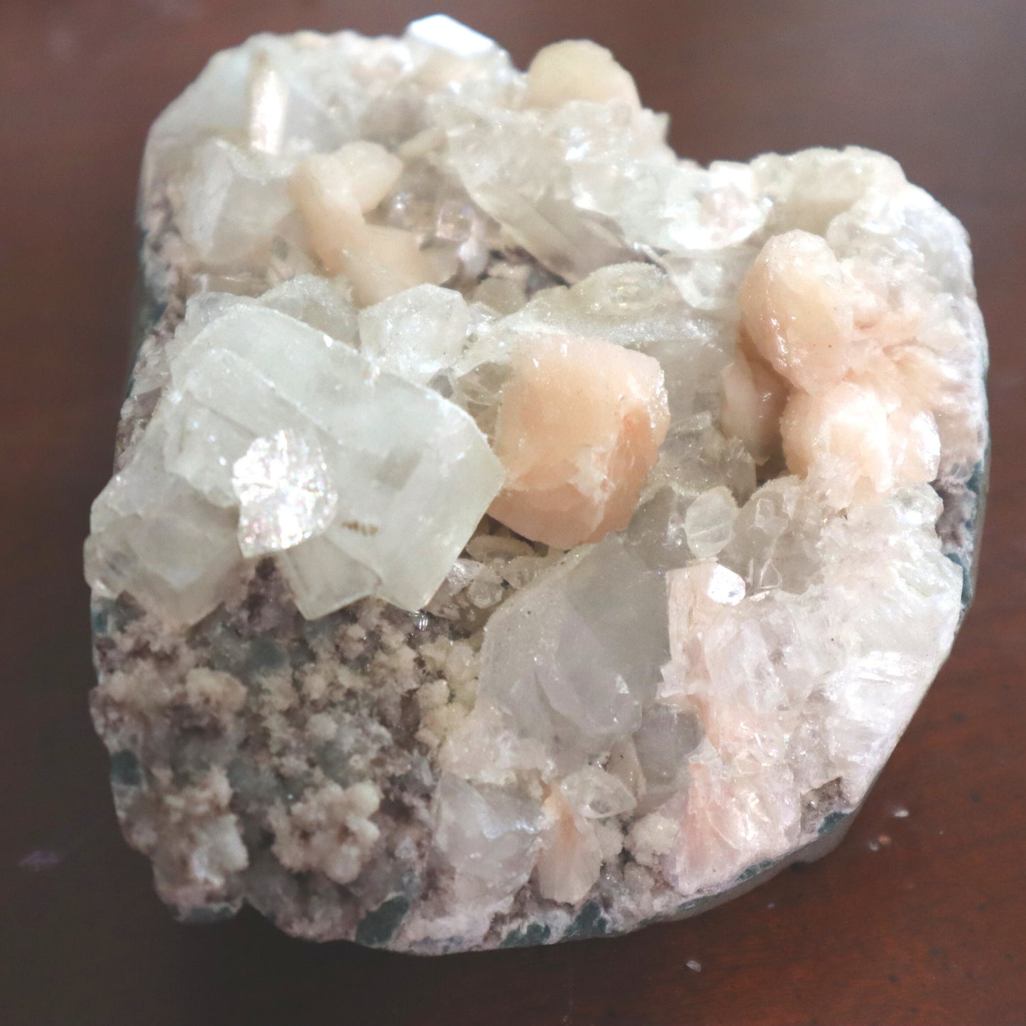 Water Diamond Apophyllite and Stilbite, Peach Apophyllite Crystal Cluster, Crystal Collection Statement Piece, Crystal Healing, Raw Crystal