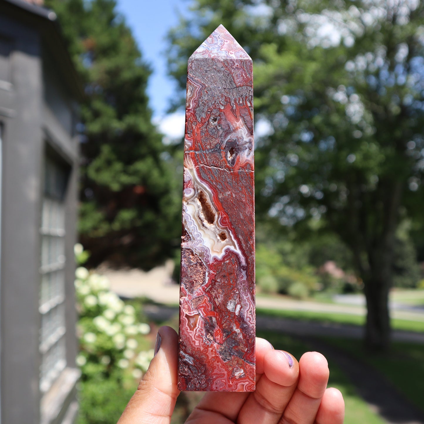 Mexican Agate Tower, Mexican Agate Point, Root Chakra Stone, High Quality Mexican Agate Tower with cave, Druzy Mexican Agate Tower