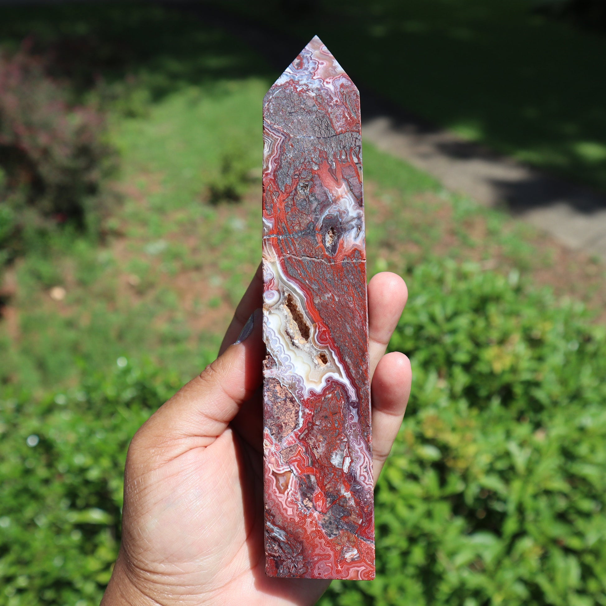 Mexican Agate Tower, Mexican Agate Point, Root Chakra Stone, High Quality Mexican Agate Tower with cave, Druzy Mexican Agate Tower