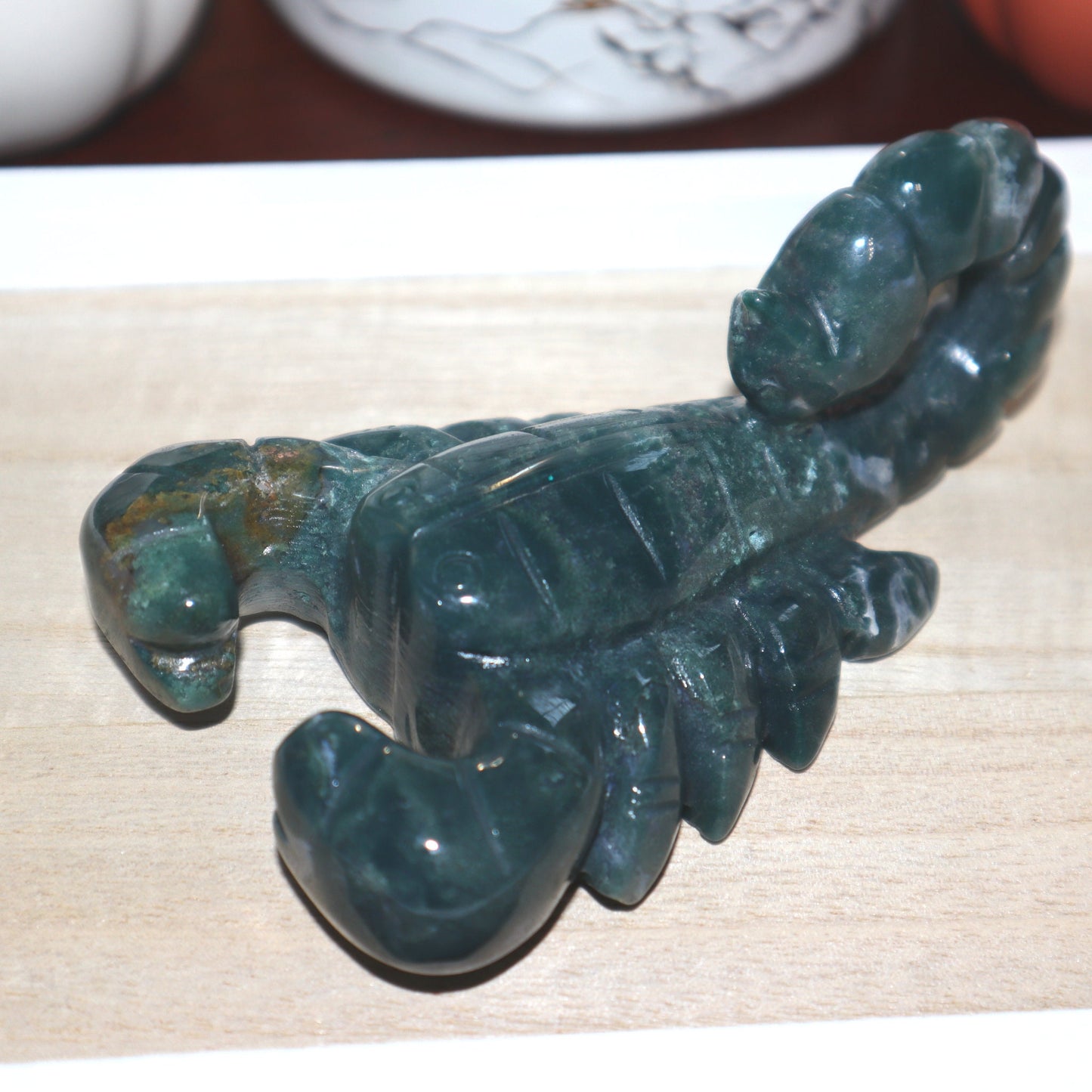 Moss Agate Scorpion, Scorpion Carving, Scorpion Crystal