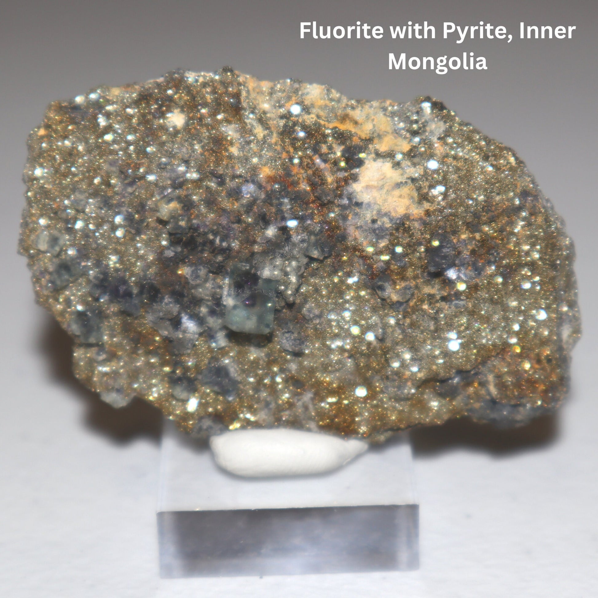Inner Mongolia Fluorite with Pyrite Cluster, Pyrite Cluster, Fluorite Cluster, Blue Phantom Fluorite Cubes on Matrix