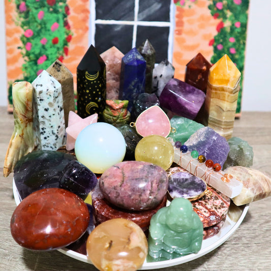 Mystery Crystals Raw Gemstones Witchy Gift Zodiac | Lucky Scoops Grab Bag Confetti | Spiritual Healing Crystal Towers Spheres Birthday Gift