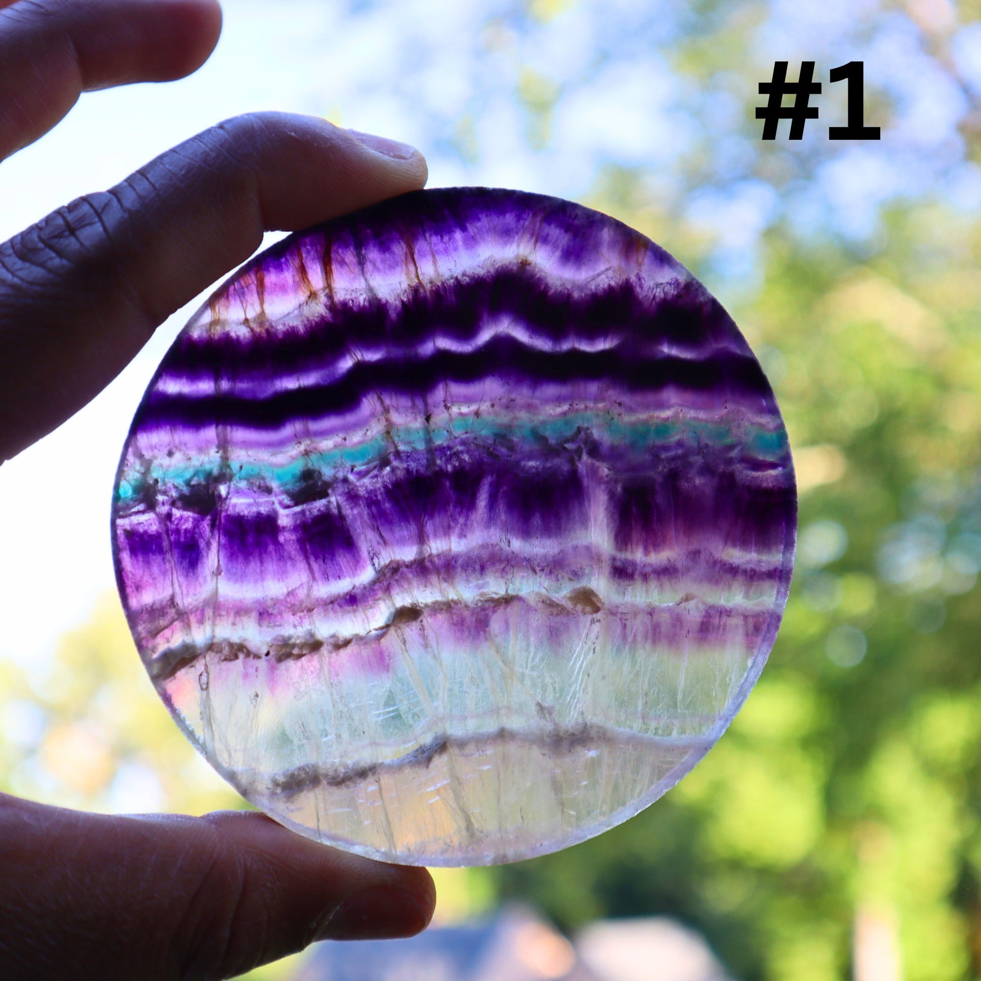 Stunning Rainbow Fluorite Coaster - Natural Crystal Healing Stone - Unique Home Decor, Fluorite Slab, Crystal Plate