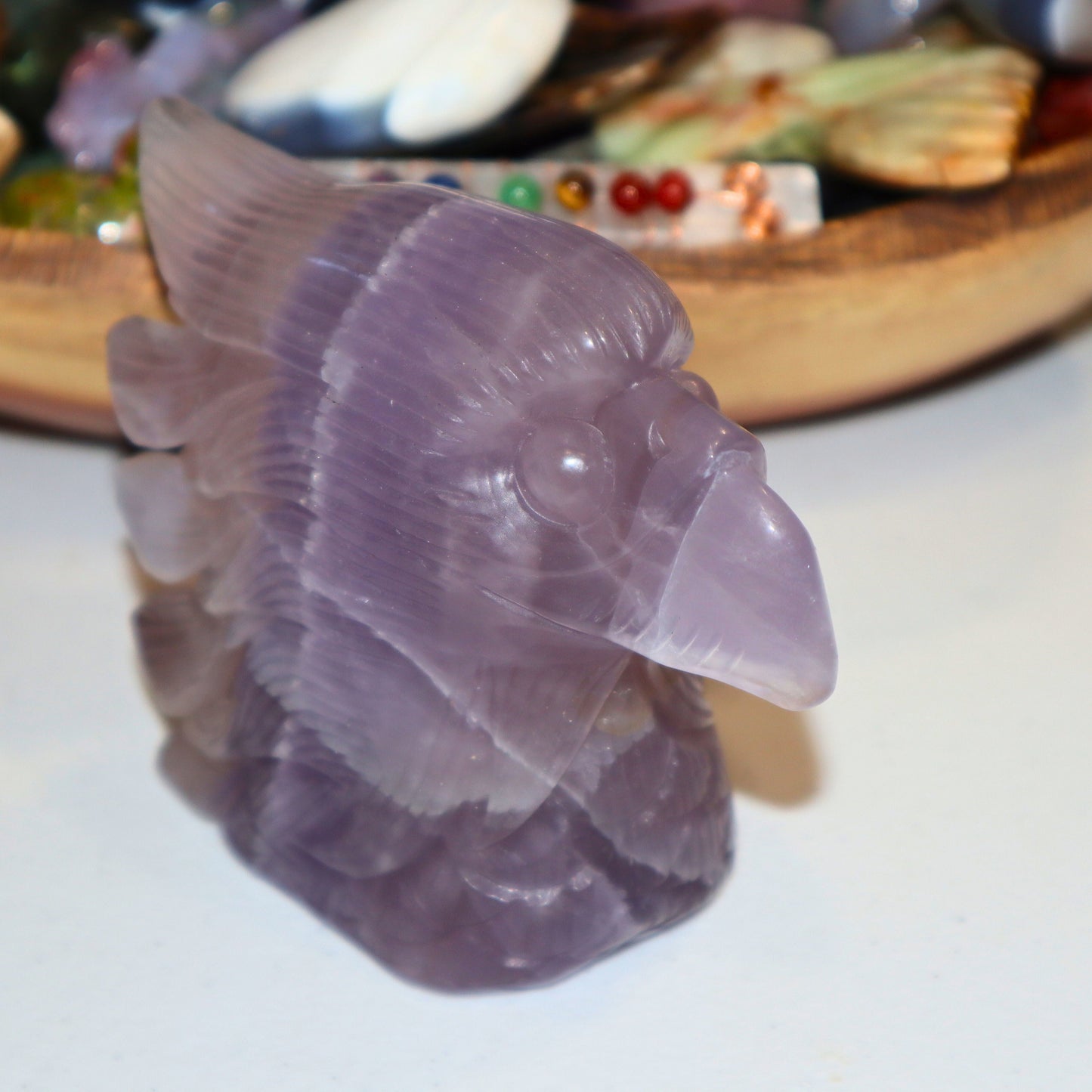 Purple Fluorite Eagle Head Carving - Unique Gemstone Sculpture, Healing Crystal Art, Home Decor, Gift for Nature Lovers, Handcrafted on Etsy