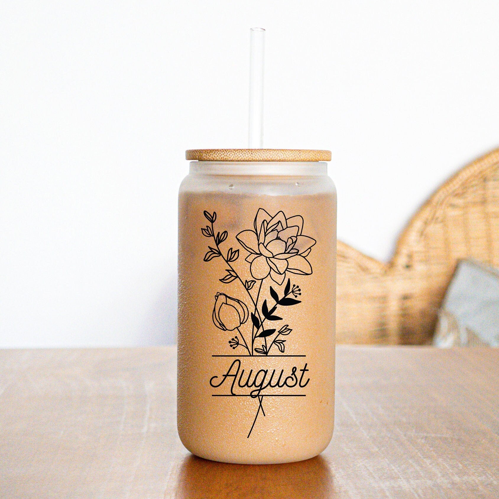 Personalized Birth Flower Tumbler, August