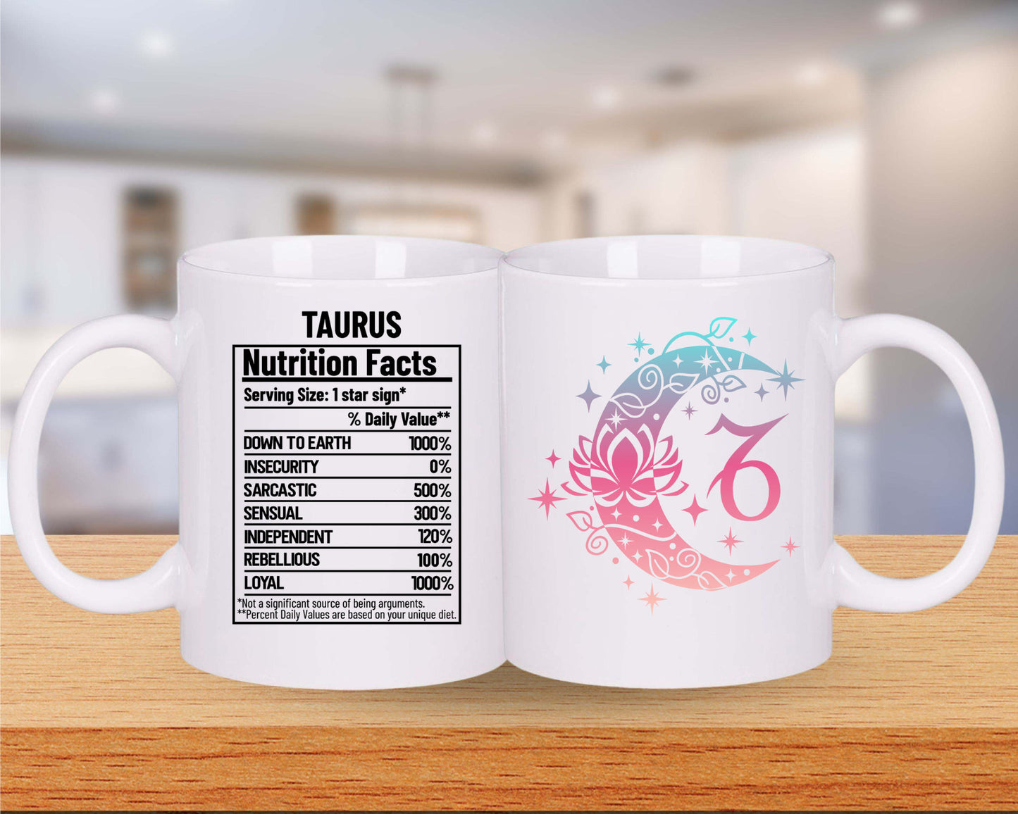 Zodiac Nutritional Facts Coffee Mug, 11oz Ceramic Cup with Astrological Insights and Stunning Zodiac Art, Horoscope Mug for Astrology Lover