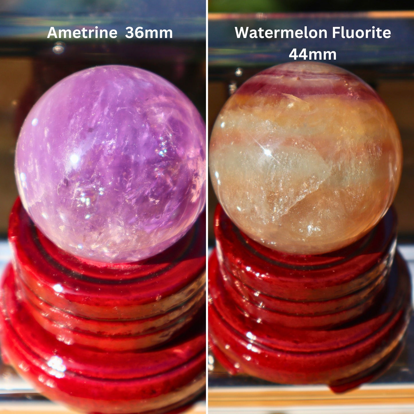 Healing Crystal Spheres, Moonstone, Ametrine, Rainbow Watermelon Fluorite, Aventurine, Rose Quartz, Flower Agate, Dragon Blood, Labradorite