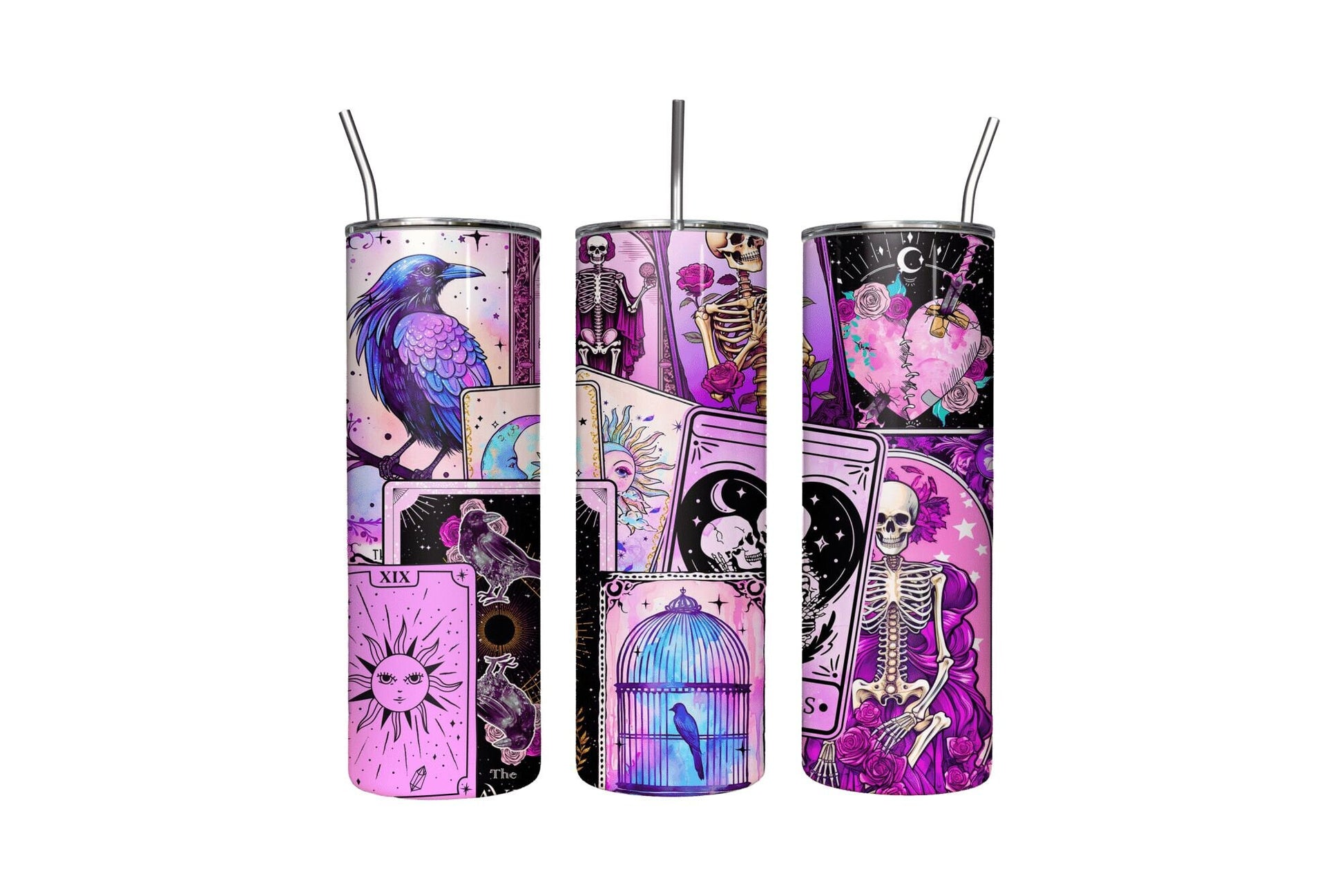 Celestial Tarot Cards Skinny Tumbler, Witchy Vibes 20oz Cup